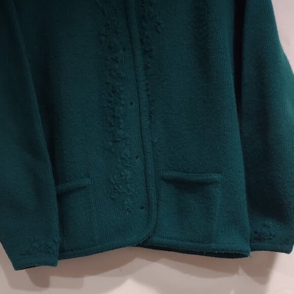 EMPRESS VINTAGE FOREST GREEN GOLD BUTTON FRONT CARDIGAN SWEATER 2 POCKETS XL - Picture 3 of 12